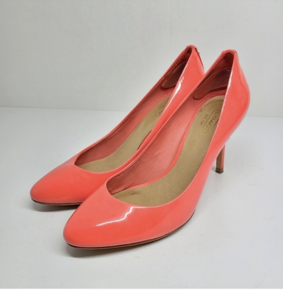 Coach Nala Bright Coral Patent Leather Pump Size 9 - Picture 3 of 11